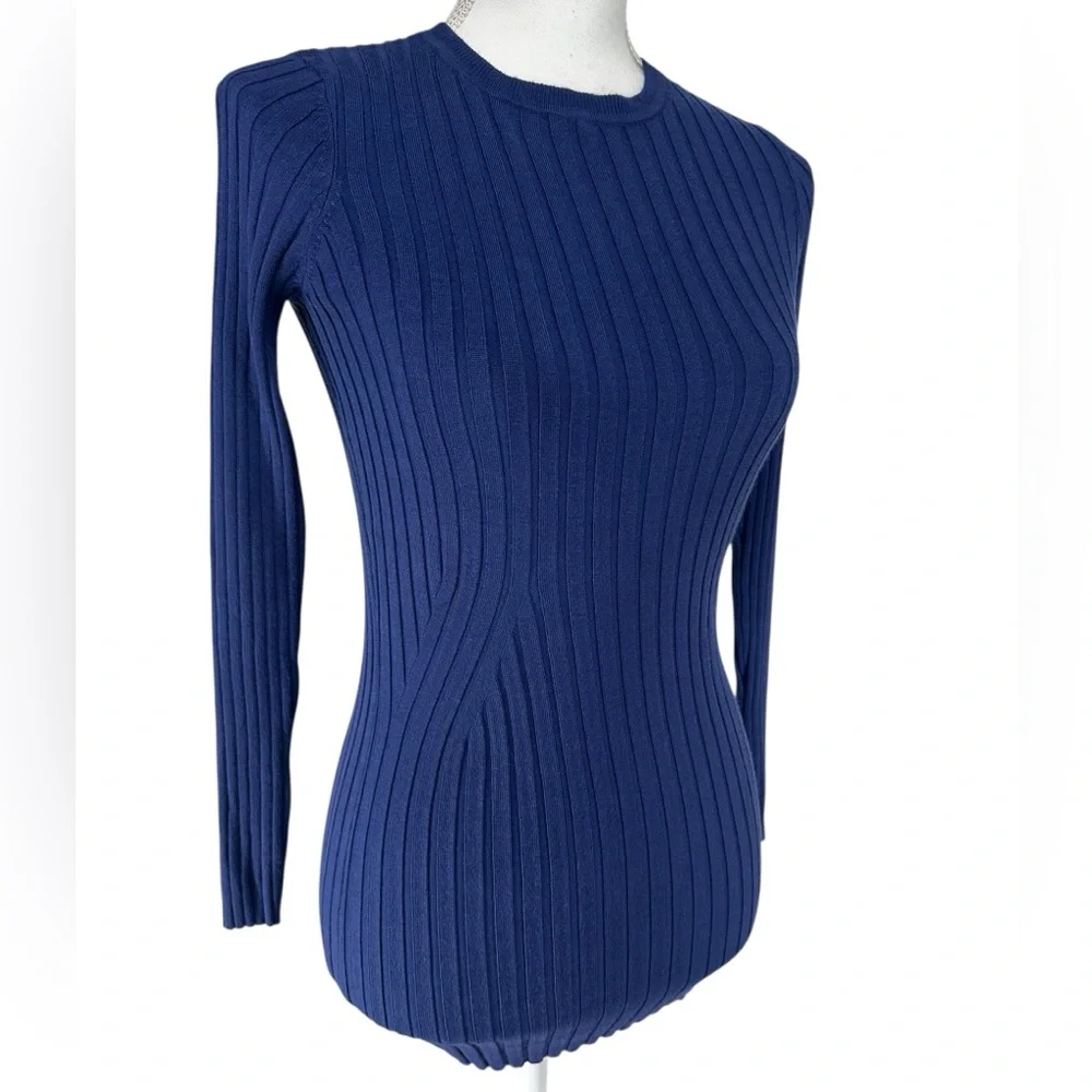 MERTICO / Royal Blue Ribbed Sweater / Small - Picture 7 of 9